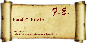 Fonó Ervin névjegykártya